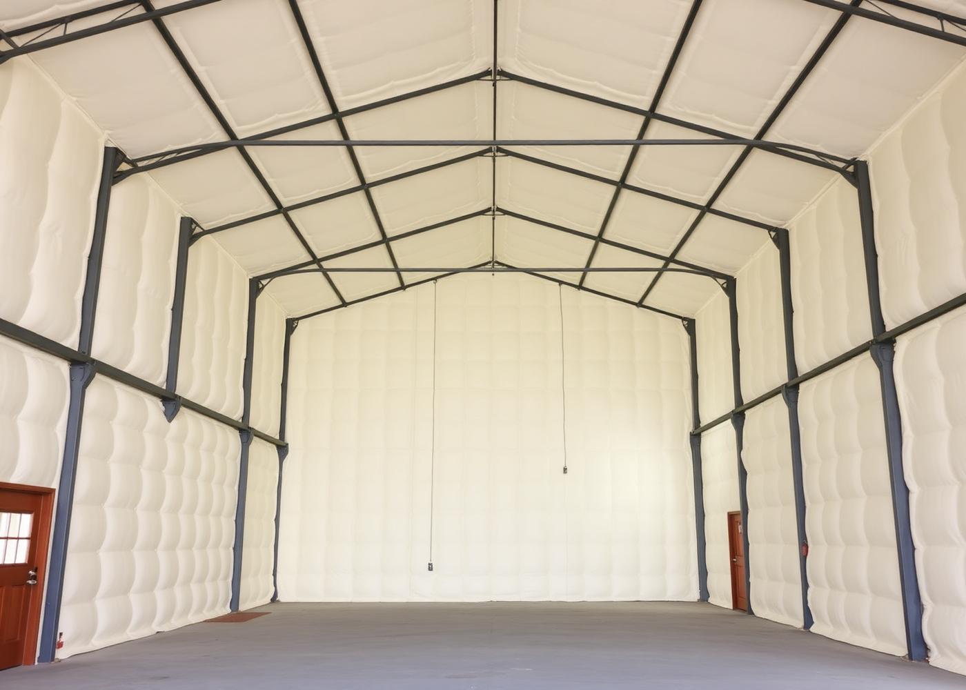 Pole barn interior fully insulated with closed-cell spray foam